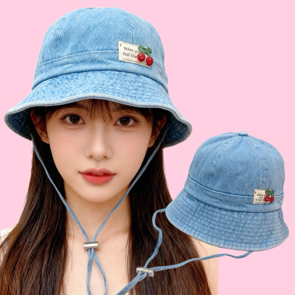 MŨ BUCKET JEAN CHERRY GẤP GỌN PHONG CÁCH DENIM DỄ PHỐI ĐỒ