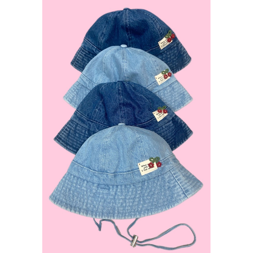 MŨ BUCKET JEAN CHERRY GẤP GỌN PHONG CÁCH DENIM DỄ PHỐI ĐỒ