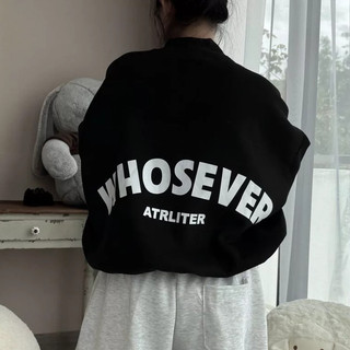 Áo Sweater In WHOSEVER , Áo nữ Cổ Tròn Dễ Thương Phong Cách Hàn Quốc Nhẹ Nhàng Chất vải nỉ hai da mềm mịn mặc bốn mùa