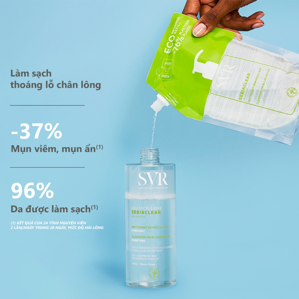 [HANNAH OLALA X SVR] Bộ đôi nước tẩy trang sạch sâu loại bỏ dầu nhờn SVR Sebiaclear Eau Micellaire 400ml