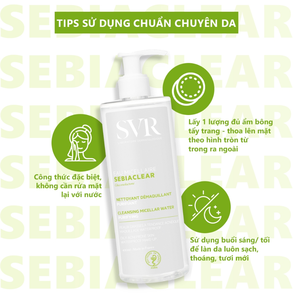 [HANNAH OLALA X SVR] Bộ đôi nước tẩy trang sạch sâu loại bỏ dầu nhờn SVR Sebiaclear Eau Micellaire 400ml