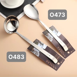 Thìa muôi múc canh, muôi đảo trộn đồ ăn inox18/10 Oyatton  [473] nguyên khối N473 N483