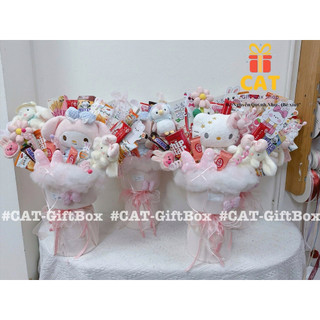 Set quà gấu hồng pastel 🎀 | Hoa gấu bông + bánh kẹo | Quà sinh nhật bé gái, quà tặng dễ thương | Gấu ngẫu nhiên cùng màu
