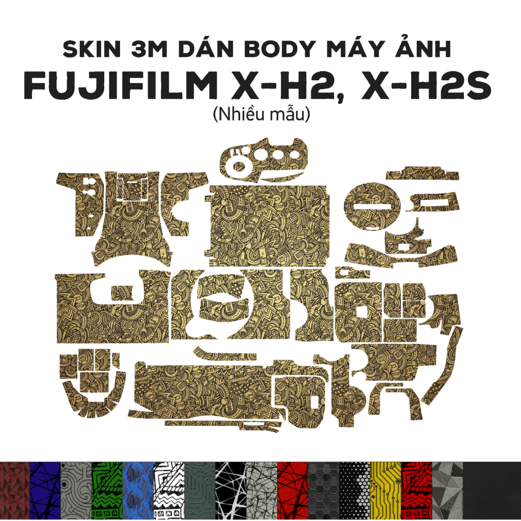Skin 3M dán Fujifilm X-H2, X-H2s (Nhiều mẫu) | Miếng film dán chống bám bẩn cho body Fujifilm X-H2, X-H2s