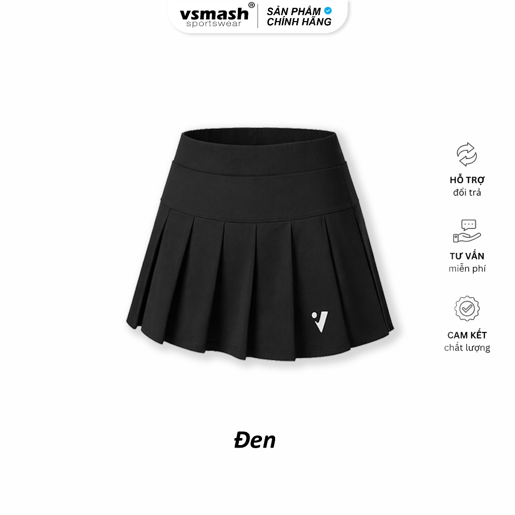 Váy Cầu Lông Vsmash Sportwear “SKRT 03” – Váy Thể Thao Form Xòe Xếp Ly Lót 2 Lớp, Umi 4 Chiều Cao Cấp, Mềm Mại, Co Giãn