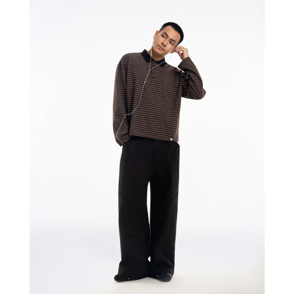 PUSHPUSH Áo Thun Polo MILO Striped Tee LongSleeve Form Unisex Brown | BigBuy360 - bigbuy360.vn