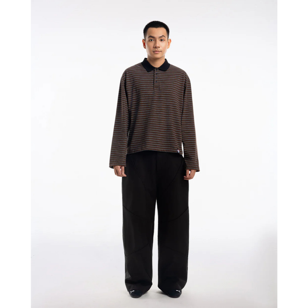 PUSHPUSH Áo Thun Polo MILO Striped Tee LongSleeve Form Unisex Brown | BigBuy360 - bigbuy360.vn