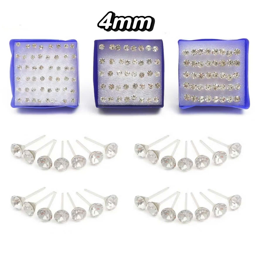 1 Đôi Bông tai đính đá thời trang Hàn quốc đơn giản dễ đeo kèm núm nhựa