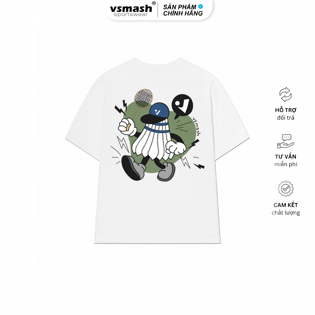 Áo Thun Cầu Lông Unisex Vsmash Sportwear – In lụa "SKETCHING" – Vải Bông Em Bé Mềm Mịn Cao Cấp, Thoáng Mát,Thấm hút tốt