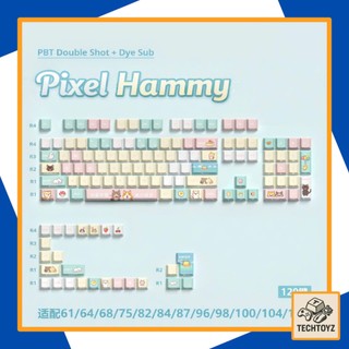 [ Xuyên Led ] Pixel Hammy Keycap - PBT Double Shot + DyeSub - Cherry Profile - Keycaps Xuyên Led