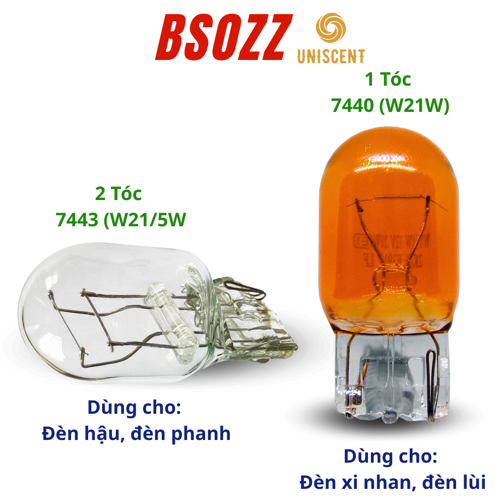 Bóng Đèn Xi Nhan T20-12V (W21W-7440) & (W21/5W-7443) Bóng Đèn Hậu/Đèn Lùi | BSOZZ- Made In Thailand