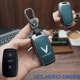 ốp chìa khoá Vinfast VF5 và Herio Green 3 nút bấm chất liệu kim loại ốp da 2 mặt nhiều màu sắc đẹp (ZVF5)