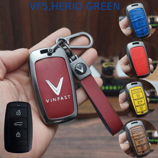 ốp chìa khoá Vinfast VF5 và Herio Green 3 nút bấm chất liệu kim loại ốp da 2 mặt nhiều màu sắc đẹp (ZVF5)