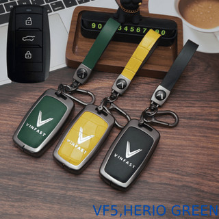 ốp chìa khoá Vinfast VF5 và Herio Green 3 nút bấm chất liệu kim loại ốp da 2 mặt nhiều màu sắc đẹp (ZVF5)