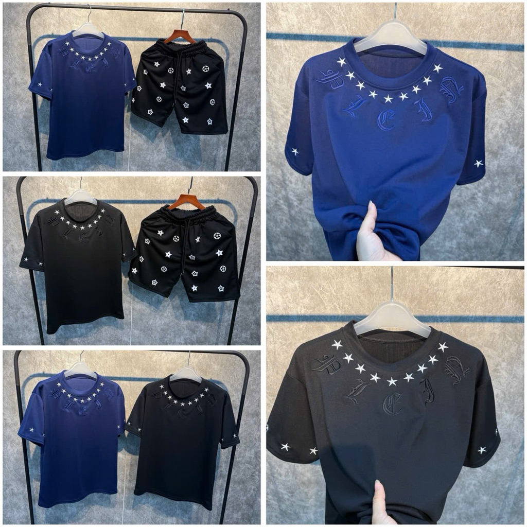 Áo thun THÊU NGÔI SAO CHỮ THÁI, QUẦN HOA SAO chất cotton poly co giãn thoải mái trẻ trung năng động