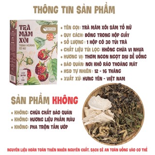 Trà mâm xôi DETONIC giúp cân bằng nội tiết tố nữ, giảm khô hạn, tiền mãn kinh, nguyên liệu thiên nhiên thảo mộc