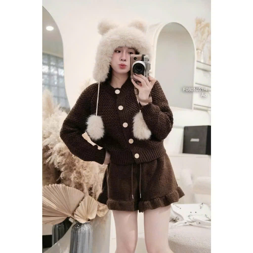 [Xả Kho] Áo len CDG dài tay cúc bản to chất len đan A065