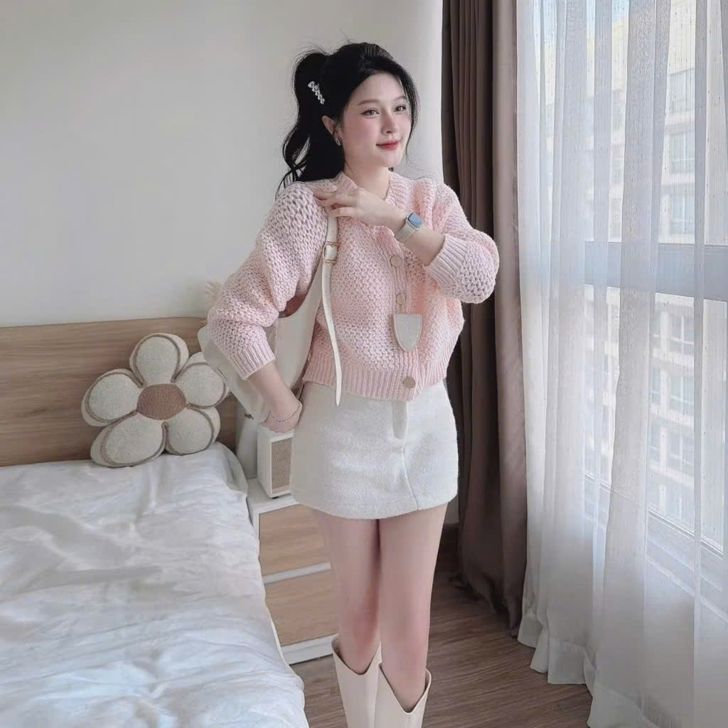 [Xả Kho] Áo len CDG dài tay cúc bản to chất len đan A065
