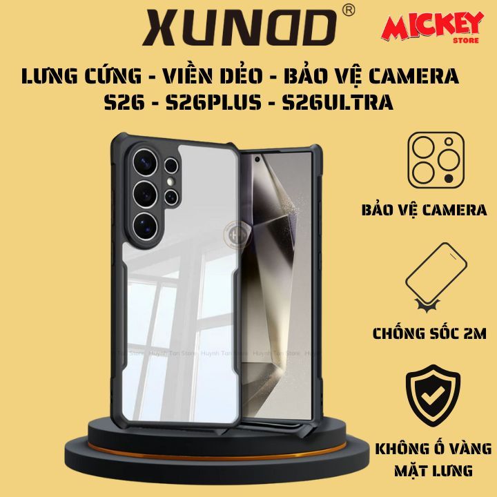Ốp lưng chống sốc XUNDD cho Samsung S26 S26Plus S26Ultra - Viền TPU, Chống sốc, Không ố vàng