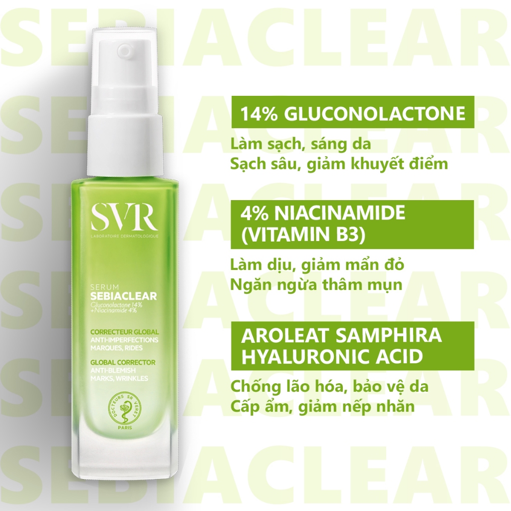 [HANNAH OLALA x SVR] Tinh chất giảm mụn, ngừa thâm, mềm mịn da SVR Sebiaclear Serum 30ml