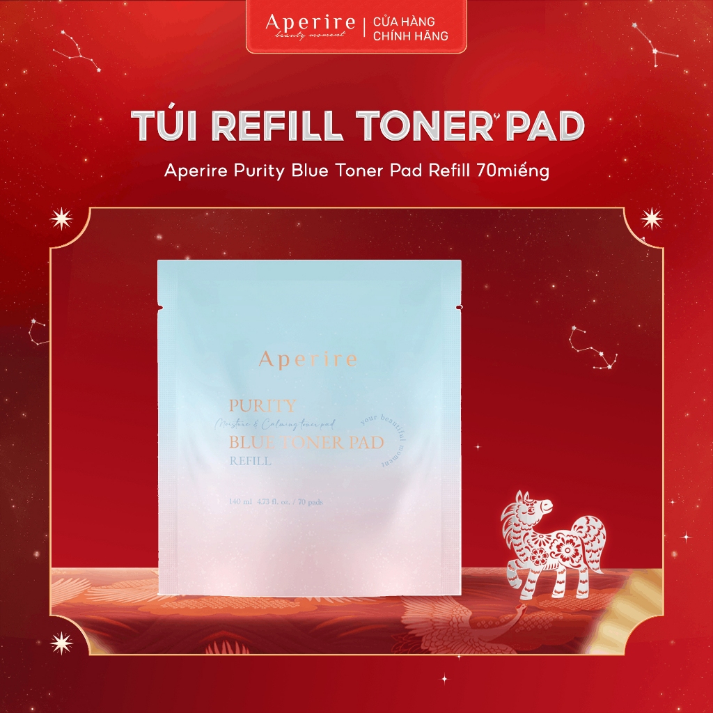 Túi Refill Toner Pad Tinh Khiết Cấp Ẩm Dịu Da Cấp Tốc Aperire Purity Blue Moisture and Calming 70 miếng