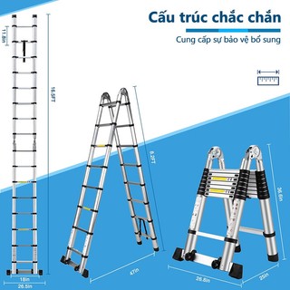 Thang Rút Nhôm Inox Chữ A Chữ I Nhập Khẩu Thang Rút Đôi Đơn Chất Liệu Nhôm Inox Cao 1.9M 2.7M 3.9M 5.1M 6M