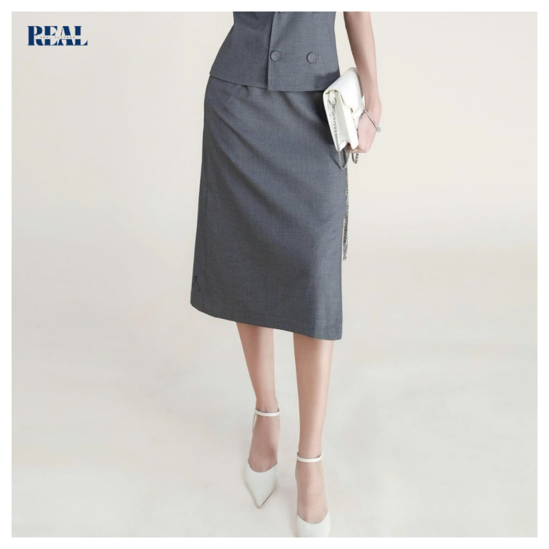 Chân váy công sở dáng A Japan cách điệu REAL CLOTHES (tổng hợp màu), che bụng, ít nhăn, dễ ủi