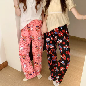 Quần Dài Mặc Nhà In Hình Hello Kitty Dễ Thương Form Suông Rộng