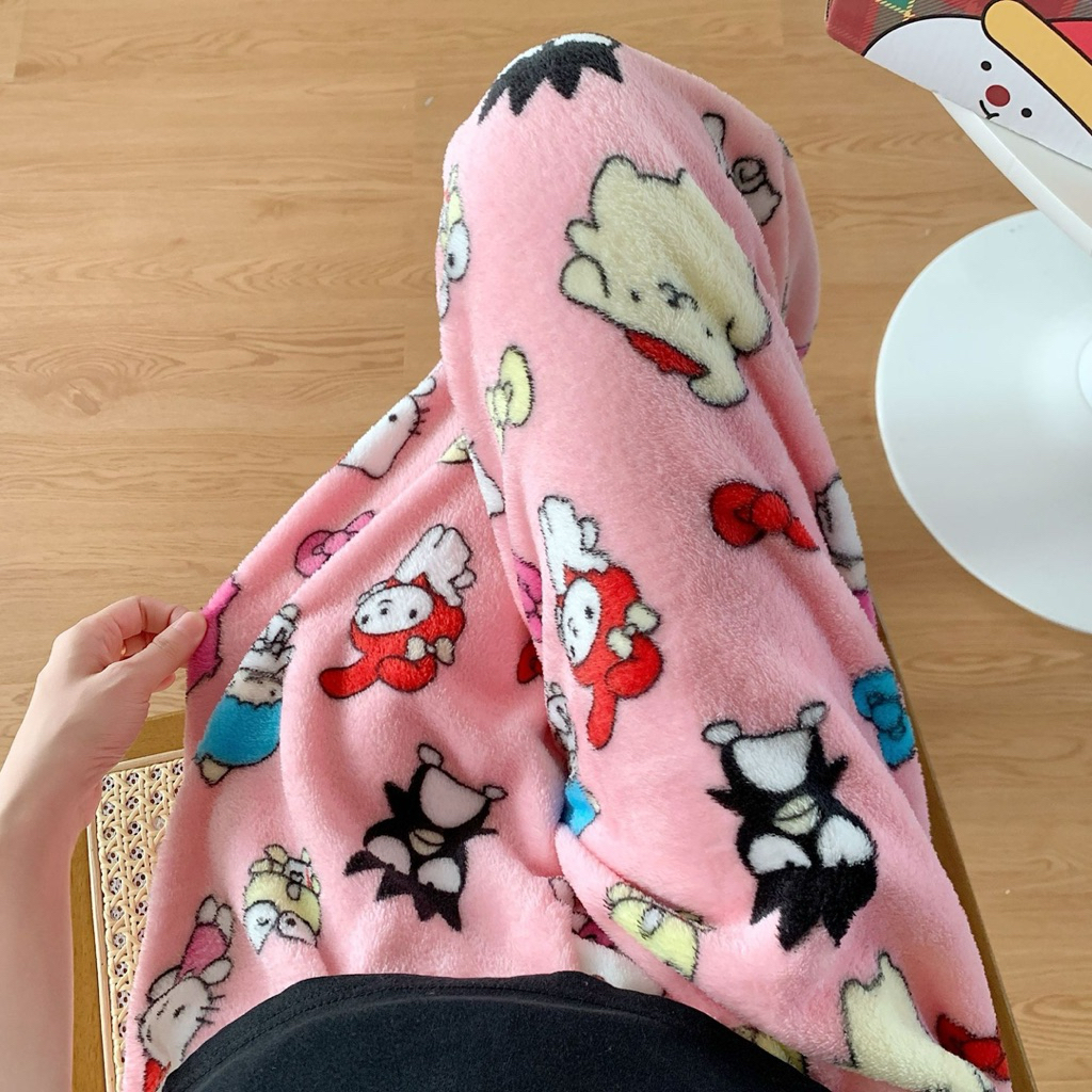 Quần Dài Mặc Nhà Nỉ Bông Mềm Mịn Họa Tiết Stitch Dễ Thương