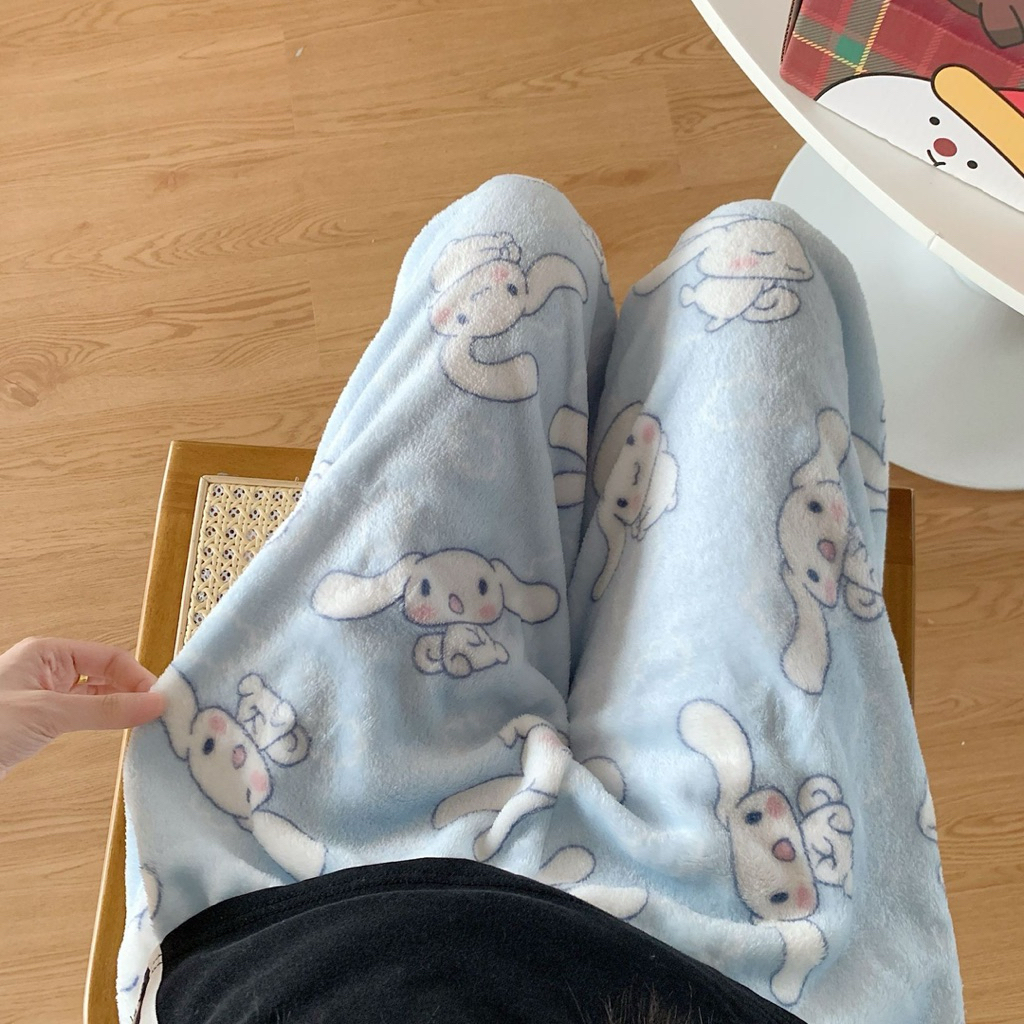 Quần Dài Mặc Nhà Nỉ Bông Mềm Mịn Họa Tiết Stitch Dễ Thương
