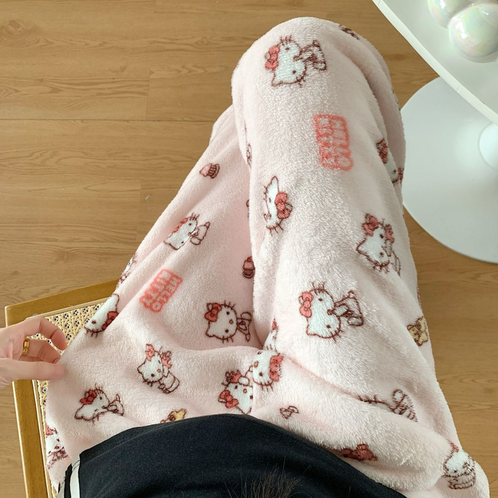 Quần Dài Mặc Nhà Nỉ Bông Mềm Mịn Họa Tiết Stitch Dễ Thương
