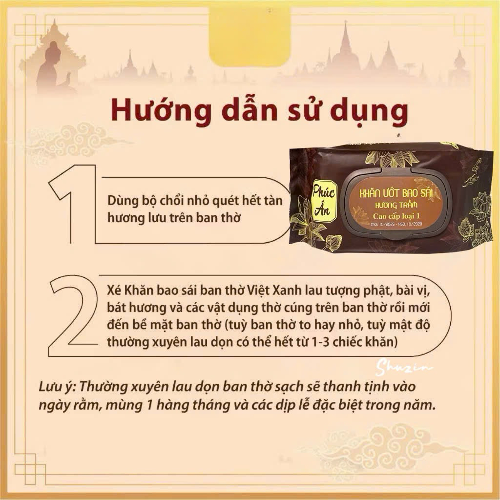 Khăn Ướt Lau Ban Thờ - Khăn Bao Sái Phúc Ân