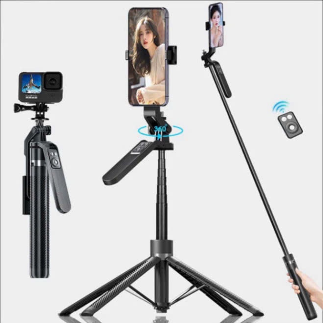 (Tặng Remote) Gậy chụp ảnh Selfie 4 chân A14 1M8 điều khiển từ xa có phân loại đèn trợ sáng Tripod chụp ảnh