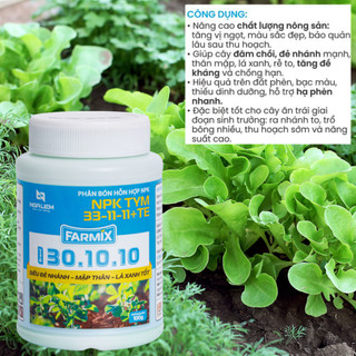 Phân Bón NPK FARMIX 30-10-10 TE – Kích chồi mạnh, Cây khỏe, Lá xanh đậm (Hũ 100gram)