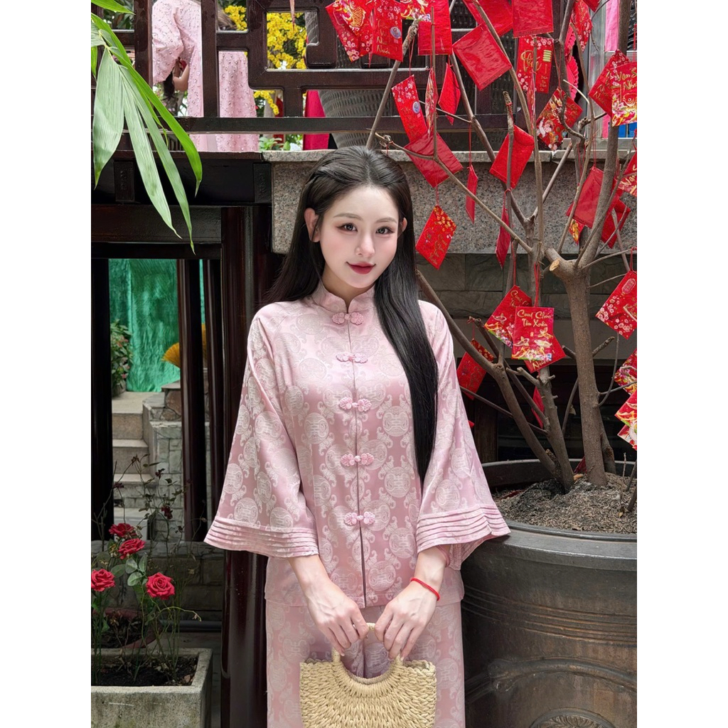 Bộ Pháp Phục Đi Chùa, Lụa Thọ Thiết Kế Khuy Xoắn Thời Thượng