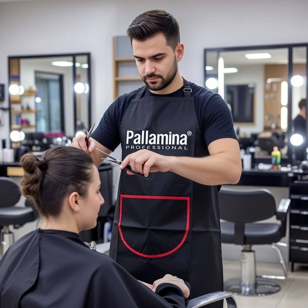 COMBO 5 ÁO TẠP DỀ CHO THỢ TÓC CHUYÊN NGHIỆP SALON HÃNG PALLAMINA MÀU ĐEN