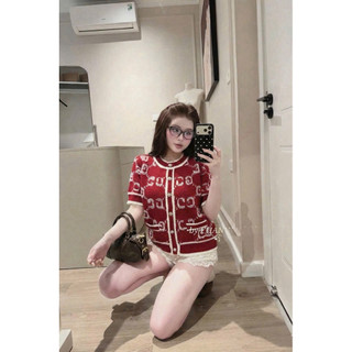 LT - Áo len nữ cộc tay len xù gai hoạ tiết mẫu cổ tròn, khuy cài cadigan free size 1547