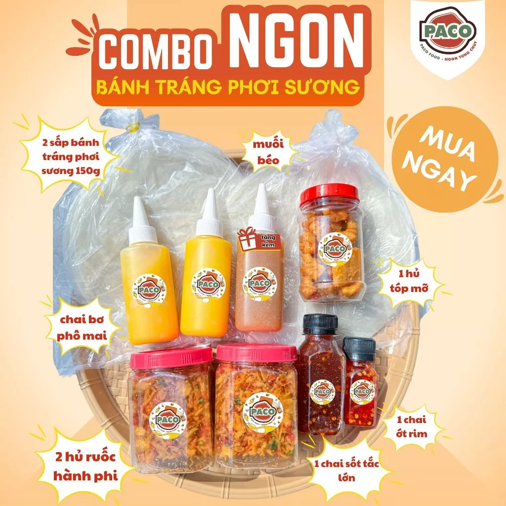 Combo bánh tráng phơi sương 10 món gồm 2 sấp bánh kèm topping ngon đồ ăn vặt cho giới trẻ Sài Thành