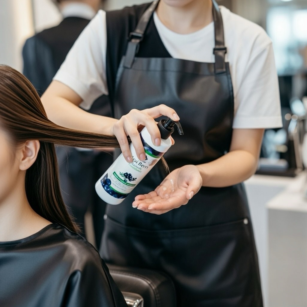 Kem dưỡng xả khô tạo kiểu tóc xoăn Hàn Quốc Livegain Acai Berry Leave in Conditioner 475ml