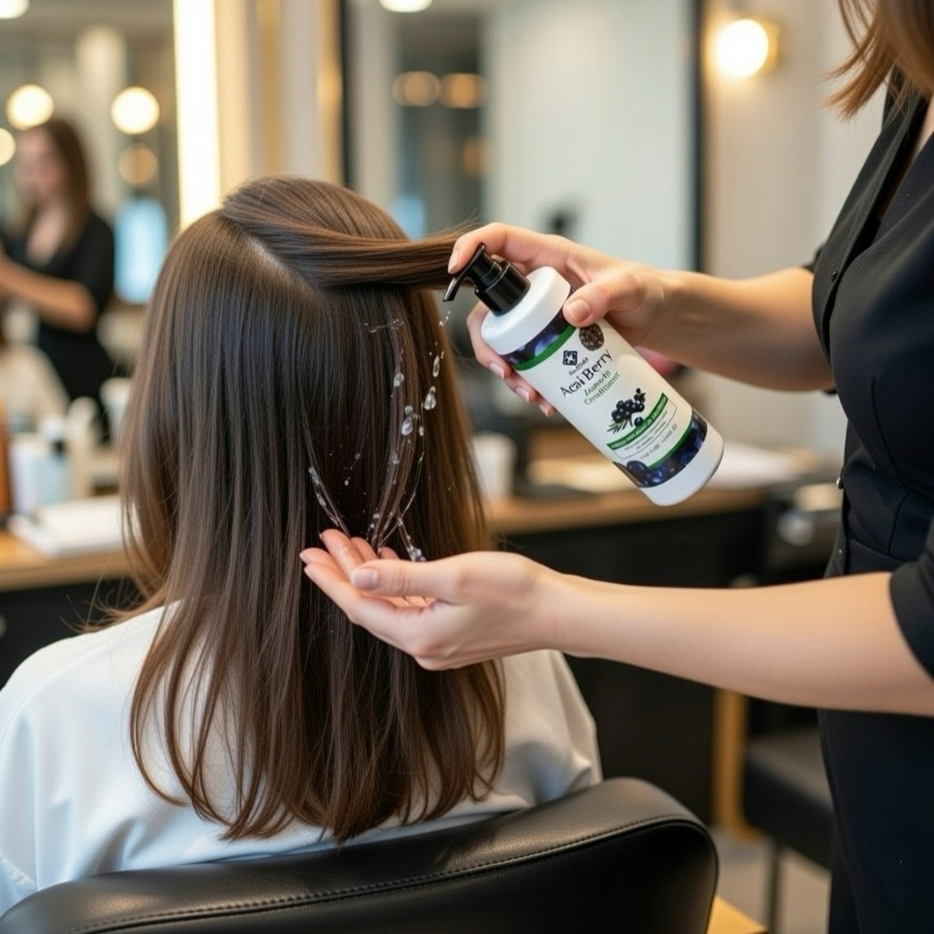 Kem dưỡng xả khô tạo kiểu tóc xoăn Hàn Quốc Livegain Acai Berry Leave in Conditioner 475ml