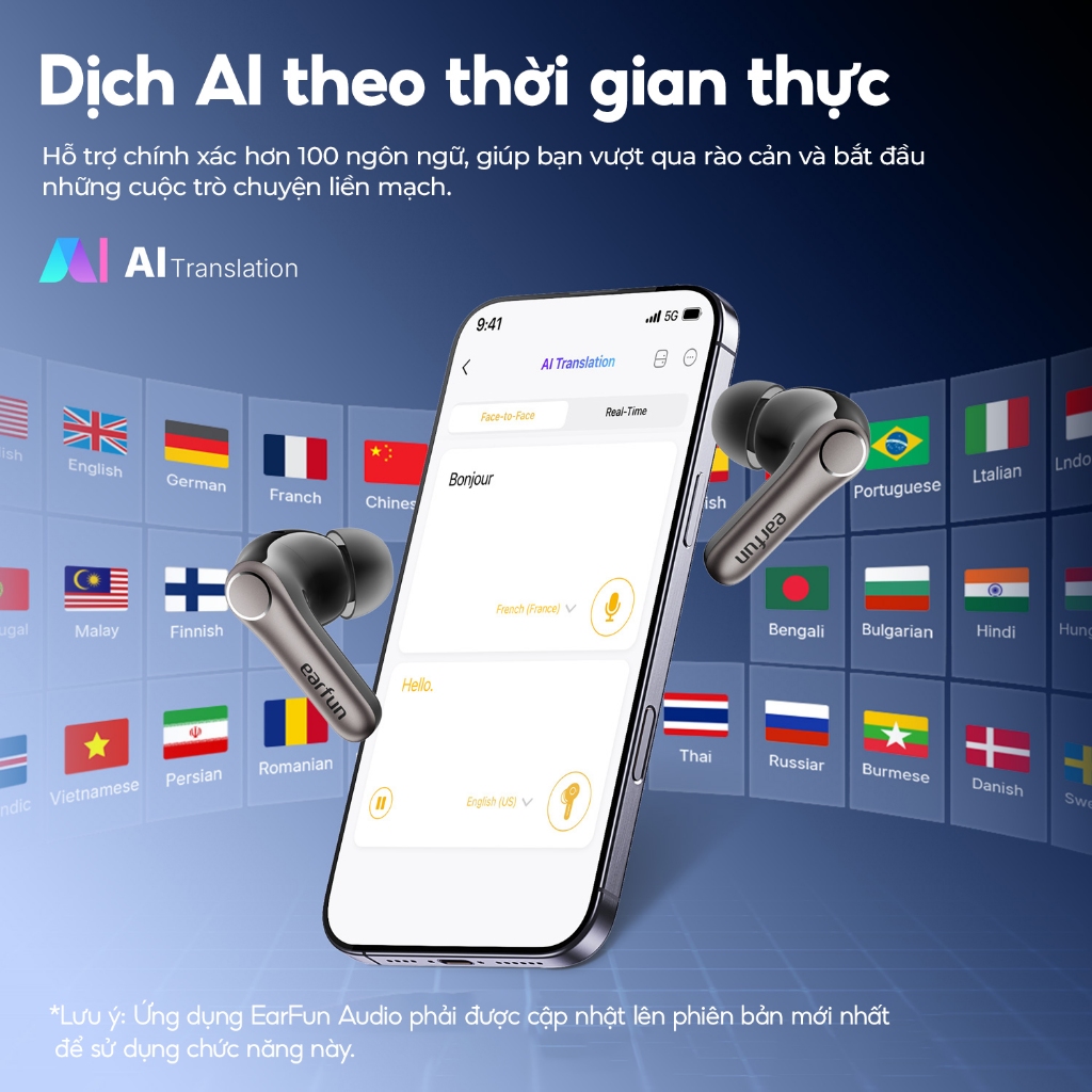 Tai nghe Bluetooth Earfun Air Pro 4+ chống ồn ANC 50dB aptX Lossless LDAC có hỗ trợ dịch thuật AI | BigBuy360 - bigbuy360.vn