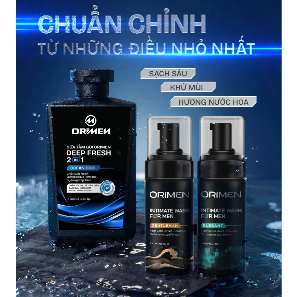 Dung dịch vệ sinh nam Orimen sạch khuẩn, ngăn ngừa viêm ngứa, bọt vệ sinh nam lưu hương nam tính 120ml
