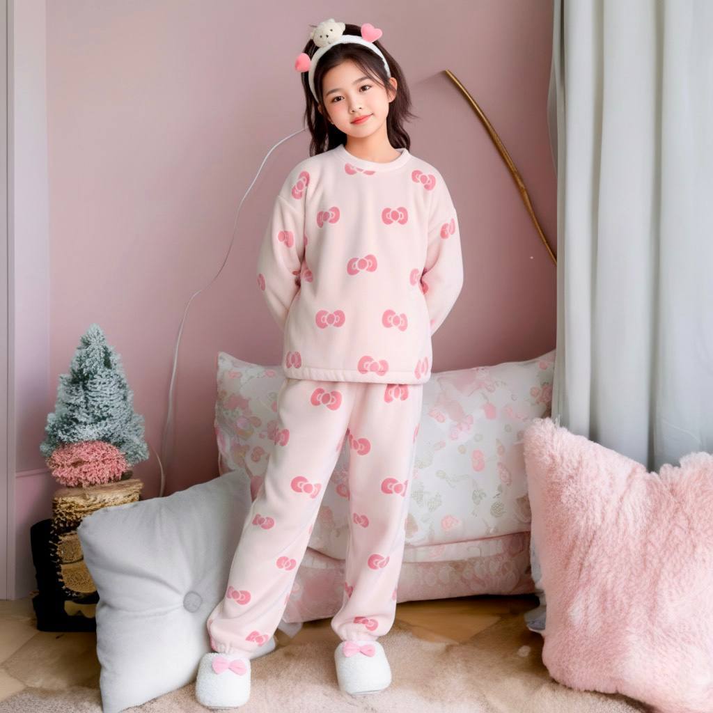 Set lông cừu cổ tròn M318 cho bé gái size đại BEESHOP D25113