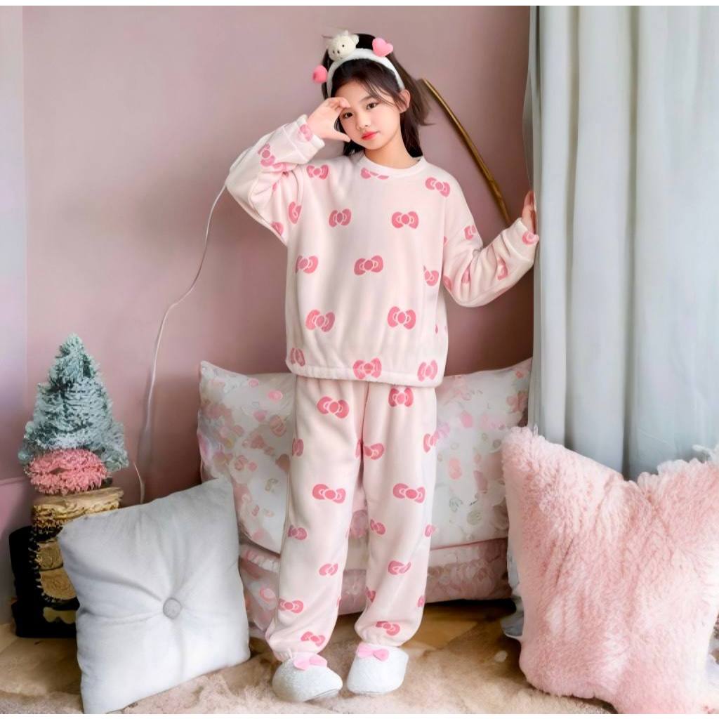 Set lông cừu cổ tròn M318 cho bé gái size đại BEESHOP D25113