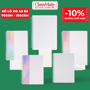 Sổ Lò Xo 100GSM ClassMate Sổ Tay Ghi Chép 200 Trang Bìa Nhựa A5 B5 70GSM Kẻ Ngang Caro Dot Grid Viết Bài Takenote