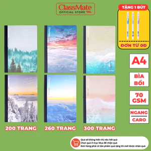 Vở Kẻ Ngang A4 Bìa Cứng Classmate Sổ Giáo Án 200/260/300 Trang Vở Caro 70gsm May Gáy Cho Giáo Viên Học Sinh