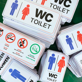 (Tặng kèm băng dính) Bảng chỉ dẫn nhà vệ sinh, bảng toilet nam nữ, biển wc - Fomex dày 5mm