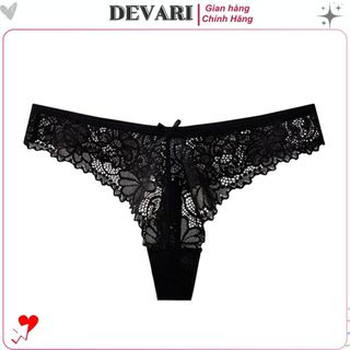 Quần lót nữ ren hoa sang trọng thoáng mát cạp vừa - Quần chip ren lưới quyến rũ đính nơ DEVARI L6551