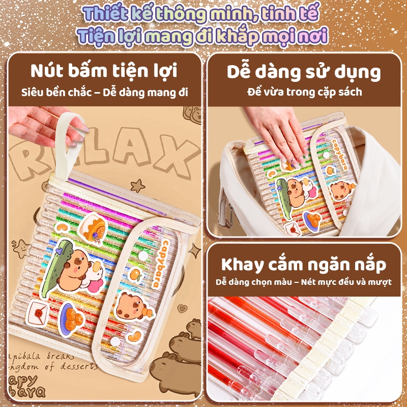 Bút highlight nhiều màu cho học sinh – Bút đánh dấu gel nhũ kim tuyến lấp lánh, bộ 12/24/36 cây chất lượng cao