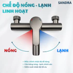 Củ Sen Nóng Lạnh Inox 304 Cao Cấp Mạ Xám | CR-116X | Phối Vòi Sen Nhà Tắm Và Cài Treo Cùng Màu — ảnh 2